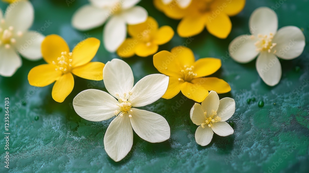 A close-up of delicate white and yellow flowers scattered on a lush green surface, offering a refreshing and calming feel that highlights nature's beauty and simplicity. A close-up of delicate white and yellow flowers scattered on a lush green surface, offering a refreshing and calming feel that highlights nature's beauty and simplicity.