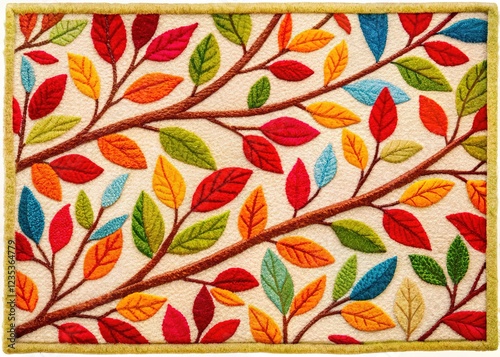 Nature Inspired Rug with Tree Branch Pattern photo