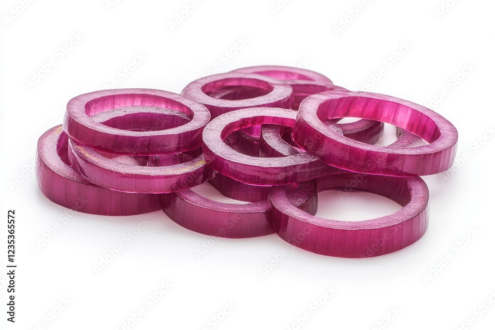 Colorful Pink Translucent Rings on a White Background Colorful Pink Translucent Rings on a White Background