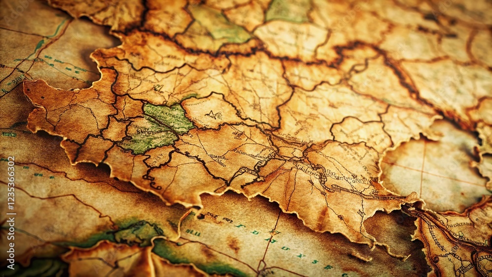 Fototapeta premium Vintage Cracked Paper Map of Bulgaria - Historical Geography