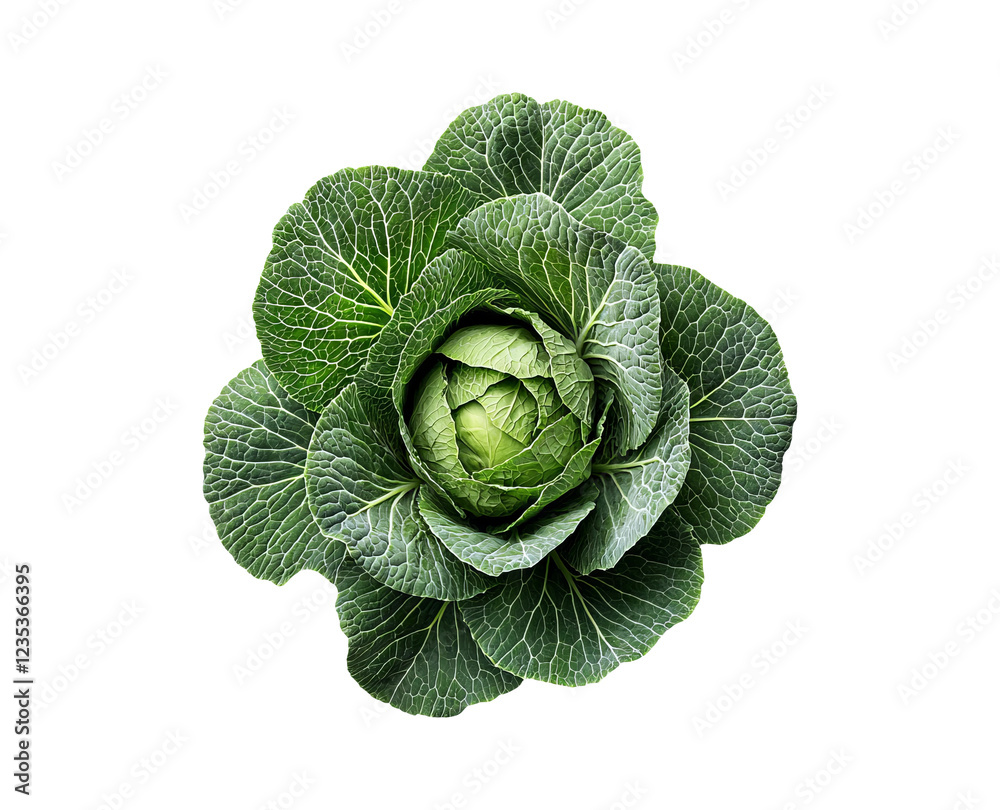Fototapeta premium Fresh Green Cabbage on Transparent Background