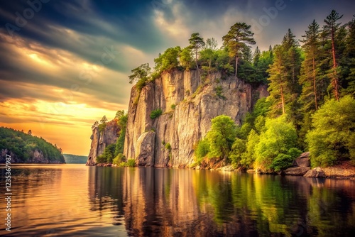 Vintage Postcard: Mazinaw Rock, Bon Echo Provincial Park, Ontario, Canada - Scenic Lake Landscape photo