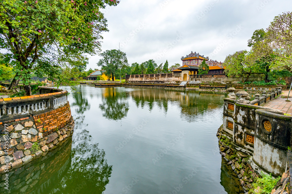 Obraz premium Hue - Vietnam. December 08, 2015. Imperial Enclosure Top choice historic site in Hue, Vietnam. Dai Noi Palace Complex of Hue Monuments. The place that leads to the palaces of kings, is the official 