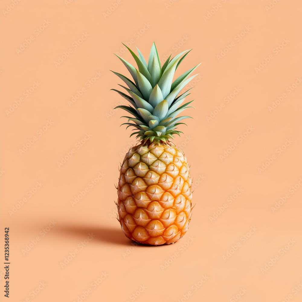 Fresh And Juicy Pineapple With Green Leaves On An Isolated Background Fresh And Juicy Pineapple With Green Leaves On An Isolated Background