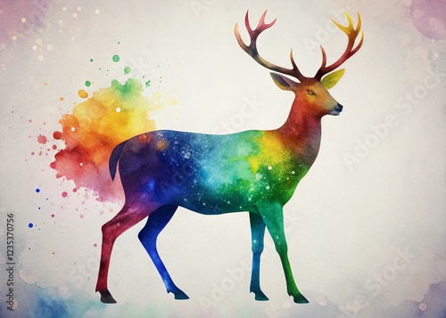 Watercolor Animal Silhouettes: Space for Design Overlay -  Perfect for Branding & Invitations photo