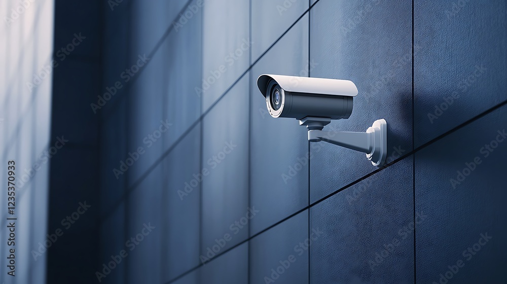 CCTV mounted on an exterior wall, emphasizing security and surveillance in urban environments CCTV mounted on an exterior wall, emphasizing security and surveillance in urban environments