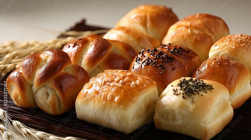 Assortment of Small Baked Bread Rolls in Various Shapes Assortment of Small Baked Bread Rolls in Various Shapes