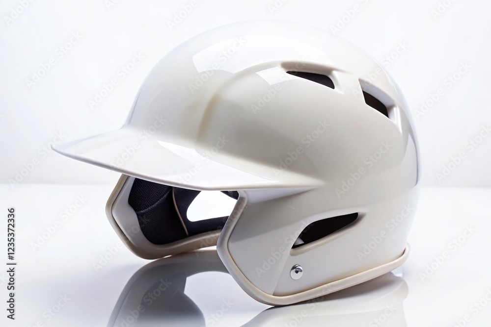 Fototapeta premium White Baseball Helmet Isolated on White Background