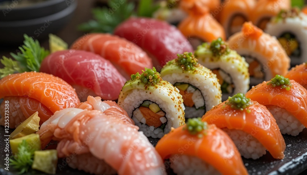 Japanese Sushi Platter with Fresh Sashimi and Nigiri Japanese Sushi Platter with Fresh Sashimi and Nigiri