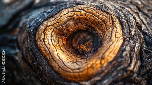 Close-up of a tree trunk with a knothole photo