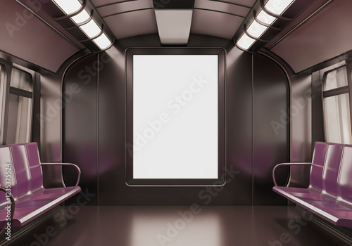 Blank advertisement display in subway train carriage