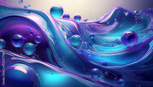liquid artwork gel blue and violet heritage with bubbles