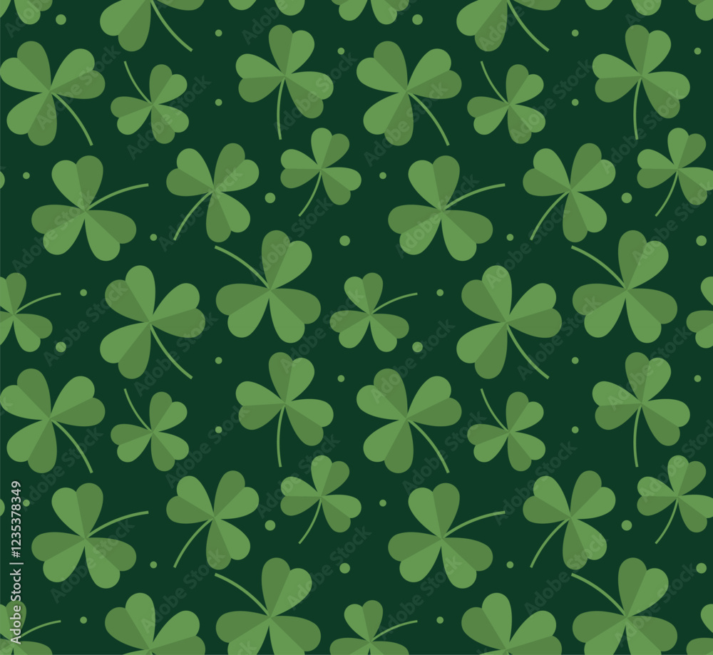 Clover seamless pattern. Repeating design element for printing on fabric. Traditional irish symbols. Celtic culture. Saint patrick holiday and festival. Flat vector illustration Clover seamless pattern. Repeating design element for printing on fabric. Traditional irish symbols. Celtic culture. Saint patrick holiday and festival. Flat vector illustration