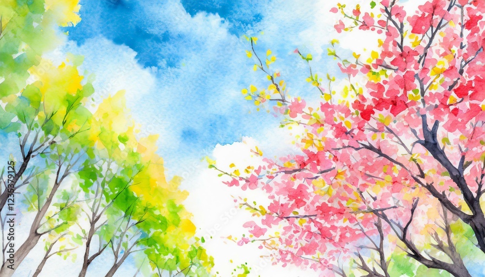 春うらら(桜の木の水彩画イラスト) 春うらら(桜の木の水彩画イラスト)