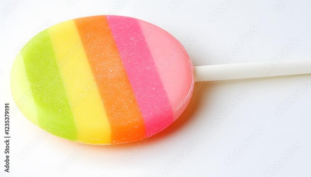 Rainbow Striped Lollipop On White Background Rainbow Striped Lollipop On White Background