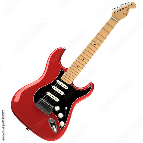 Red Electric Guitar – Classic Stratocaster Style Instrument