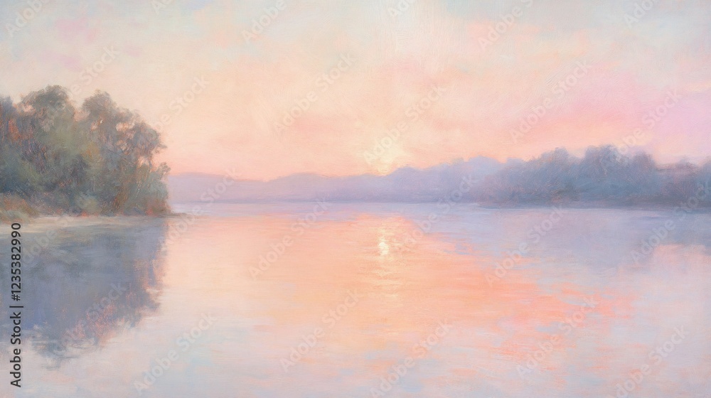 Serene Sunset Over Still Lake Serene Sunset Over Still Lake