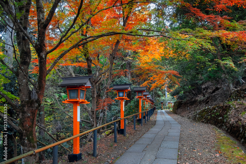 Kuramadera in a beautiful autumn scenery in Kyoto, Japan Kuramadera in a beautiful autumn scenery in Kyoto, Japan