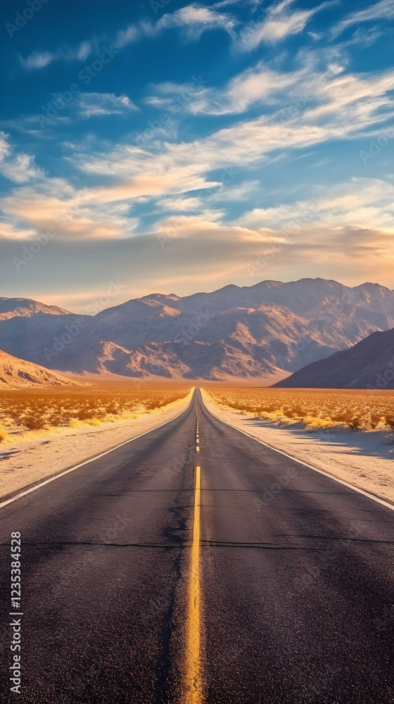 Fototapeta premium Endless Journey: Solitude on the Sands, Inviting Self-Discovery through Nature's Immense Beauty