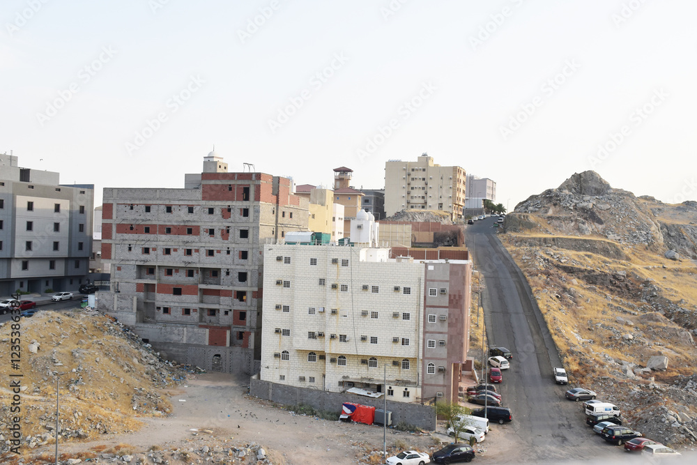 Obraz premium view of the residences on the suburbs of Mecca