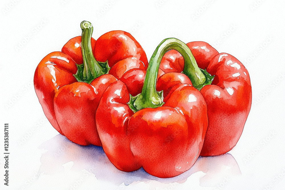 Vibrant red bell peppers displayed with natural shine and details, showcasing their fresh appearance and rich color, perfect for culinary use or gardening inspiration Vibrant red bell peppers displayed with natural shine and details, showcasing their fresh appearance and rich color, perfect for culinary use or gardening inspiration