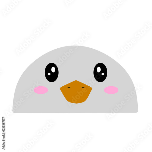 cute white duck vector, cartoon duck face, drawing duck face easy and simple full color