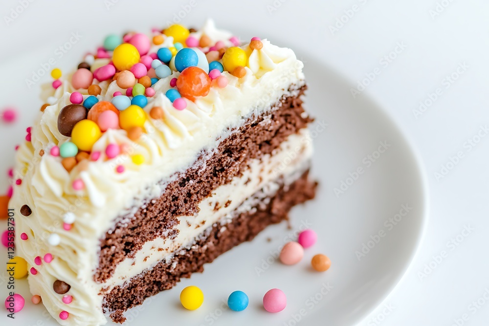Colorful Cake Slice with Whipped Cream Colorful Cake Slice with Whipped Cream