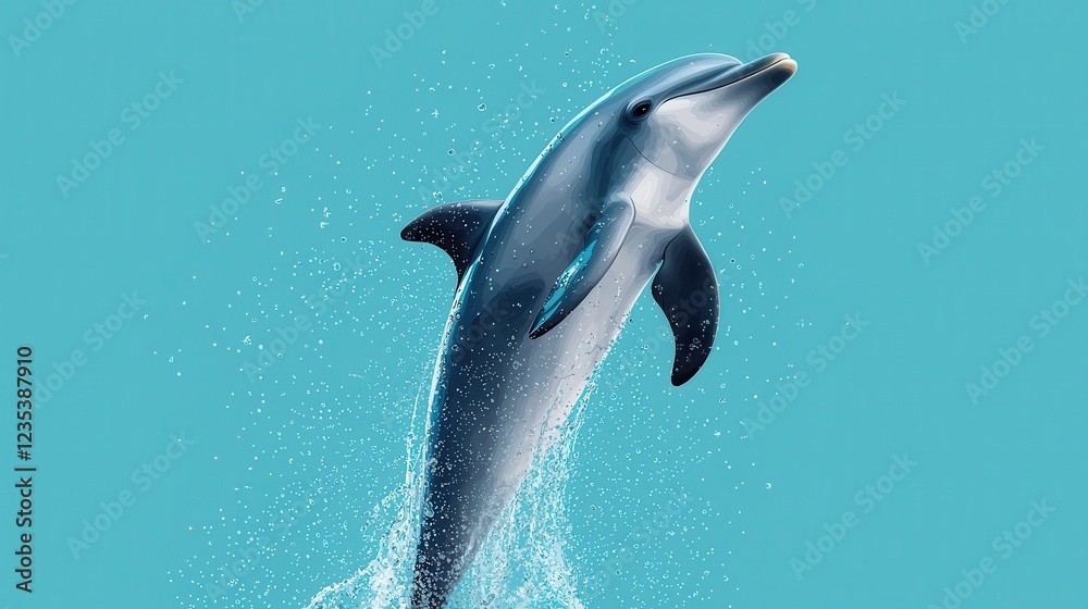 Obraz premium Playful Dolphin Leaping Out of Vibrant Turquoise Water Splash