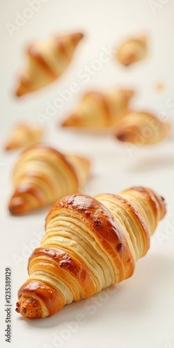 A flaky, golden-brown pastry in the shape of a croissant photo