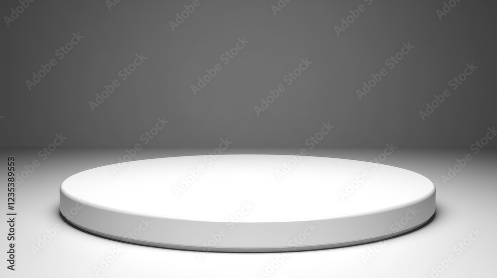 White Circular Platform On Gray Background White Circular Platform On Gray Background