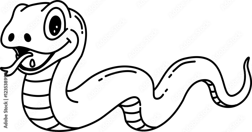 Fototapeta premium Hand drawn snake cartoon doodle outline