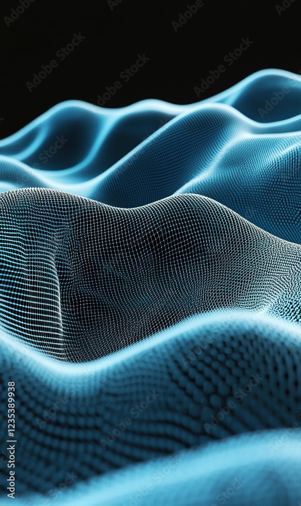 Naklejka premium Abstract blue digital wave pattern on dark background for tech, data, or design projects