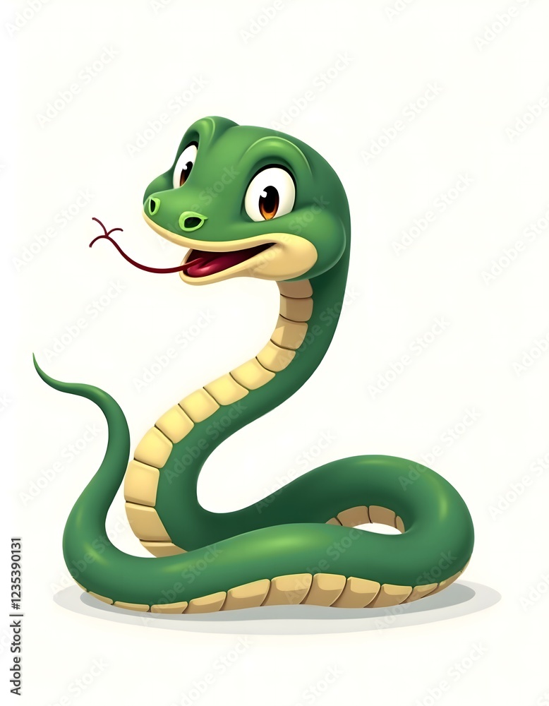 Fototapeta premium Adorable Cartoon Green Snake Illustration