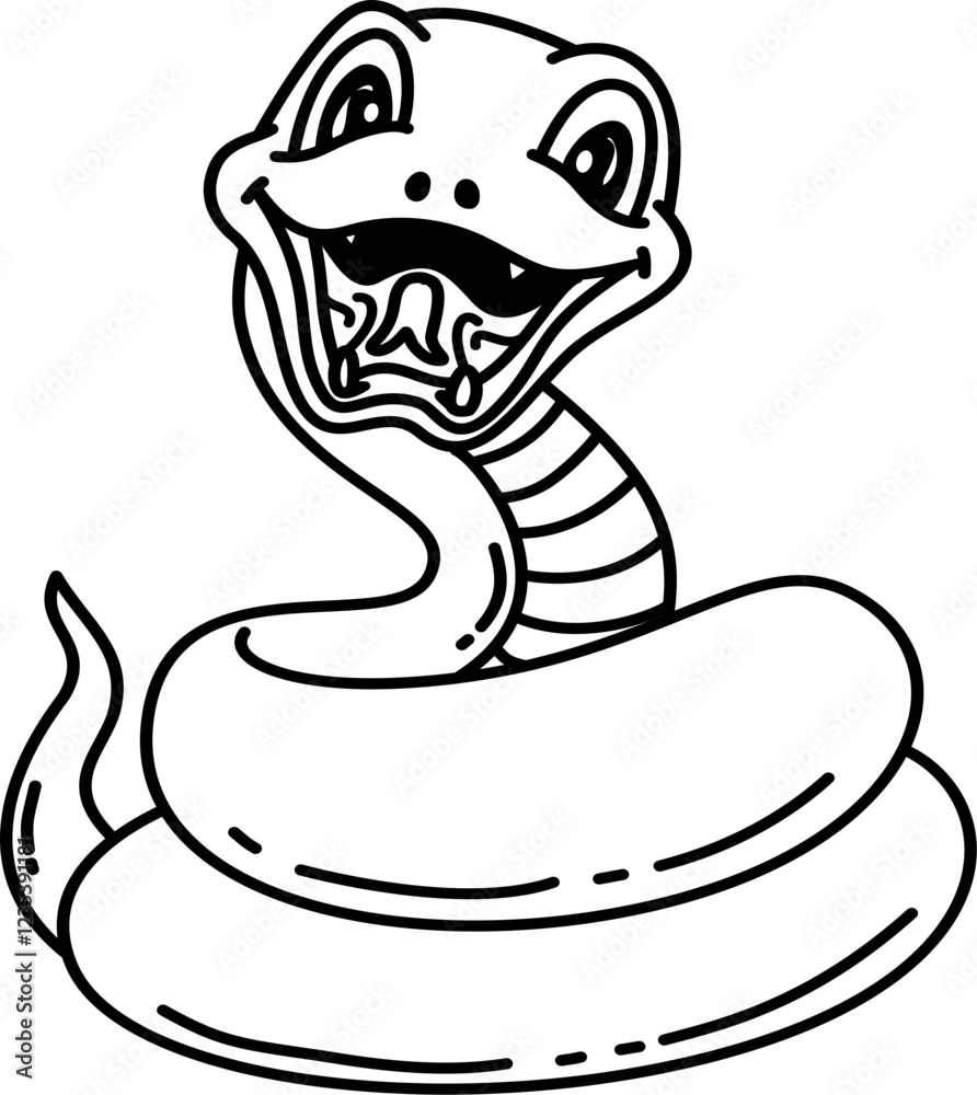 Hand drawn snake cartoon doodle outline Hand drawn snake cartoon doodle outline