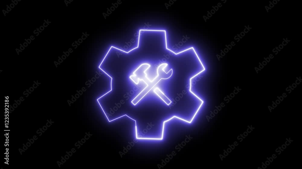 Animation of a gear icon with some tools inside, concept of service Animation of a gear icon with some tools inside, concept of service