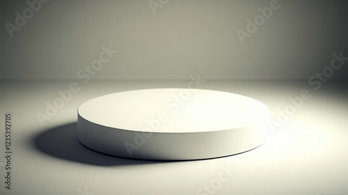 White cylindrical platform on a light gray background