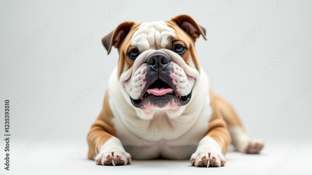 Fototapeta premium Adorable and wrinkly, the English Bulldog's gentle nature makes them a beloved companion