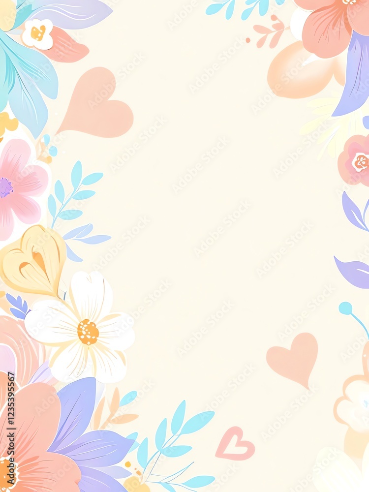 Pastel Floral Border: A Delicate Design for Springtime