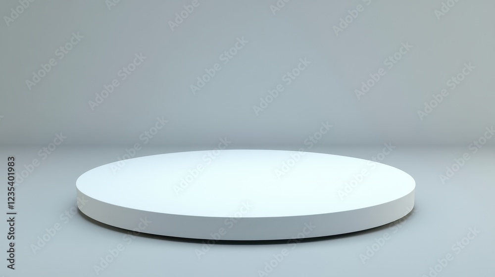 White Circular Platform On Gray Background White Circular Platform On Gray Background
