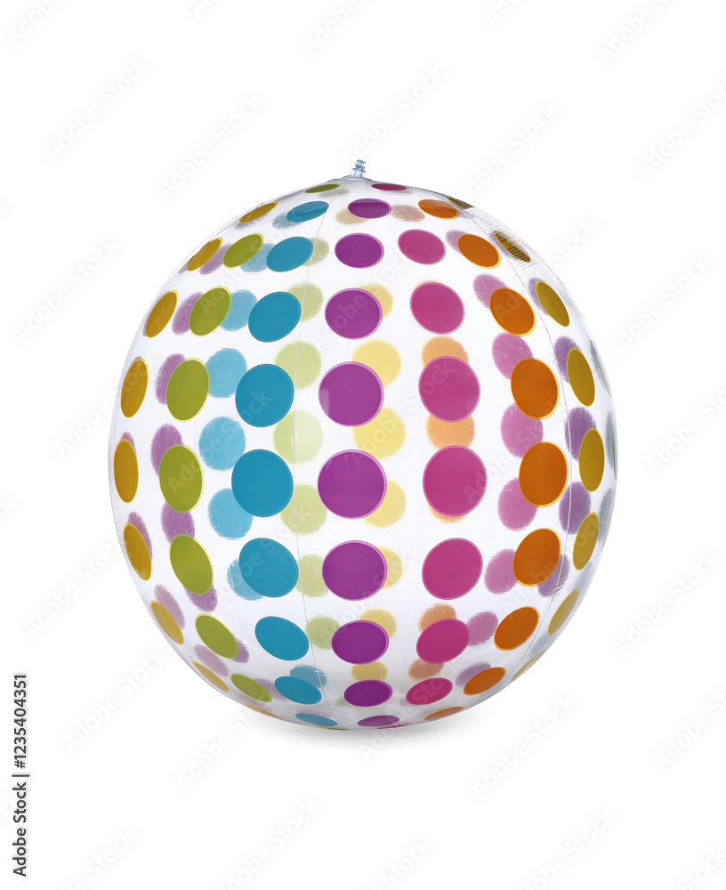 Obraz premium Colorful inflatable ball isolated on white. Beach accessory