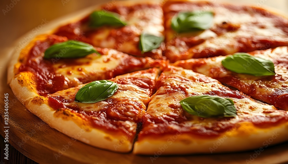 Delicious Margherita Pizza Slices Garnished With Basil