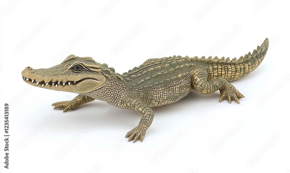 Fototapeta premium Baby alligator figurine on white background