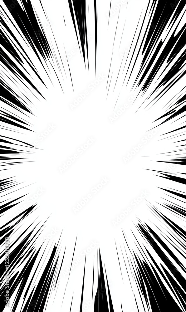 Fototapeta premium Black and white radial burst lines, zoom effect background