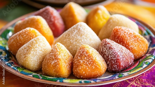 Delicious Colorful Marzipan Sweets on a Plate photo