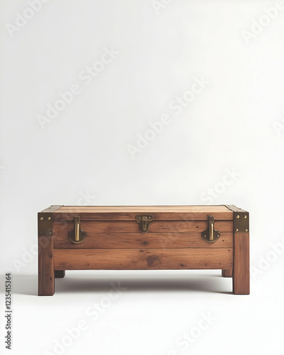 Rustic Wooden Storage Trunk Coffee Table - A Realistic Product Photo
