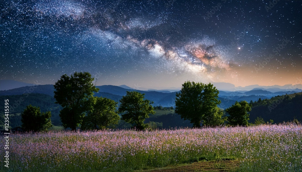 Fototapeta premium Galaxies swirl in a cosmic dance of light. 