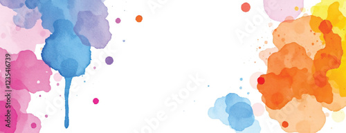 Holi colorful abstract liquid watercolor background with artistic, paint, splashes, grunge, splatter, texture, powder, Artwork for creative banner, card, template, effect, ink, blot design vector