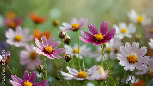 Beautiful spring summer bright natural summer greeting card wildflowers spring concept