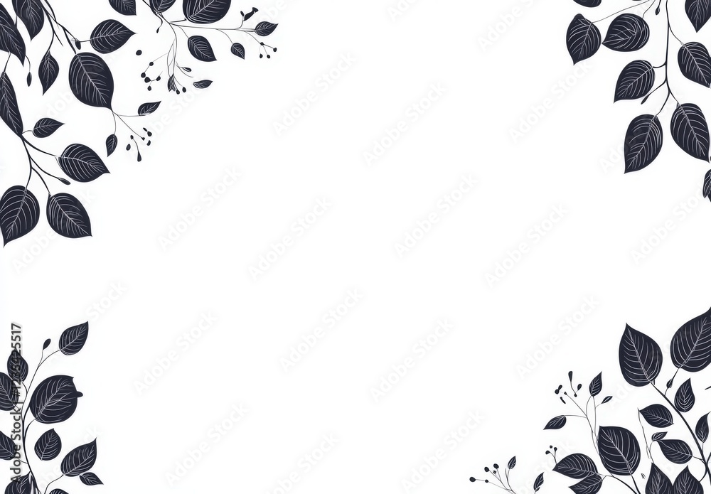 A black and white image of leaves with a white background A black and white image of leaves with a white background