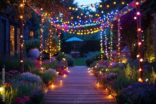 Wallpaper Mural Colorful Fairy Lights Creating a Cheerful Garden Celebration Torontodigital.ca